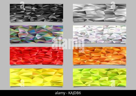 Abstract triangular polygon pattern mosaic banner template background set - vector illustrations from colored triangles Stock Vector