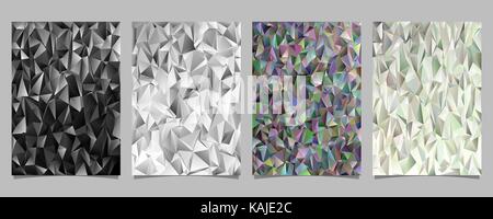 Abstract geometrical chaotic triangle pattern page template set - poster, brochure background graphic designs Stock Vector