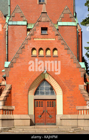 St Michael's Church is church situated in central Turku. It's named after Archangel Michael and was finished in 1905. Entrance Stock Photo