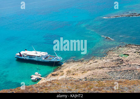 Cruise ship near Gramvousa Island. Crete, Greece Stock Photo