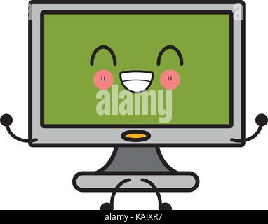 Pc screen monitor cute kawaii cartoon Stock Vector Image & Art - Alamy
