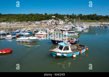 Boats in the harbour at Lyme Regis, Dorset, England, UK Stock Photo