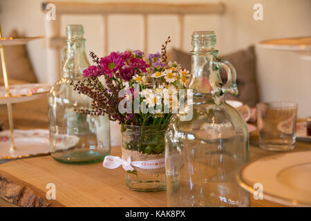Flower arrangement at a vintage wedding Stock Photo