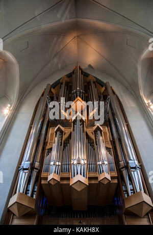 Hallgrimskirkja Church Pipe Organ, in Reykjavik, Iceland Cathedral pt parish interior Stock Photo