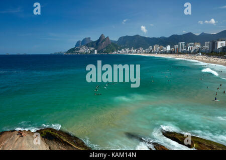 Surfers at Ipanema Beach, Rio de Janeiro, Brazil, South America Stock Photo