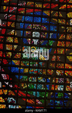 Stained-glass window, Catedral Metropolitana de São Sebastião, Centro, Rio de Janeiro, Brazil, South America Stock Photo