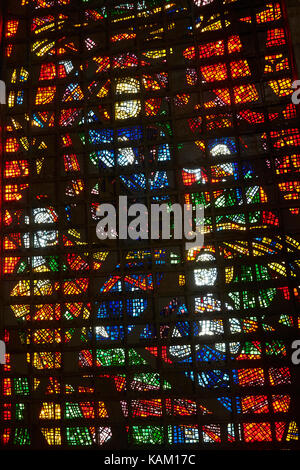 Stained-glass window, Catedral Metropolitana de São Sebastião, Centro, Rio de Janeiro, Brazil, South America Stock Photo