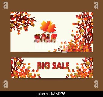 White blank with autumn maple leaves on background for design banner, ticket, leaflet, card, poster Stock Vector
