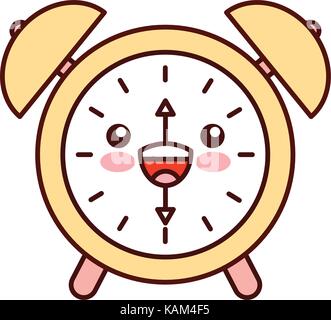 kawaii alarm clock time alert bell hour cartoon Stock Vector