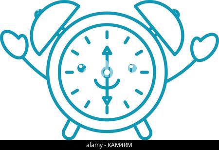 kawaii alarm clock time alert bell hour cartoon Stock Vector