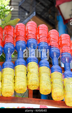 Plastic bottles used as an entrance arch at the Rainbow Village in Semerang, Indonesia Stock Photo