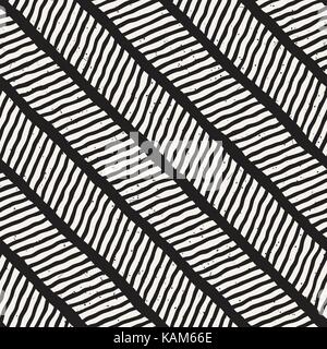 Seamless pattern with hand drawn brush strokes. Ink doodle grunge illustration. Geometric vector pattern. Stock Vector