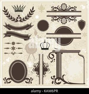 Collection of design elements on vintage background. Eps 10 Stock Vector