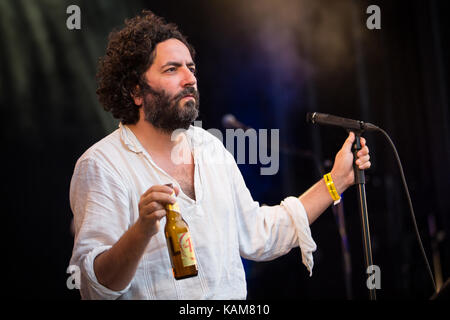 Destroyer, the Canadian indie rock band, performs a live concert at the Norwegian music festival Piknik i Parken 2016 in Oslo. Here singer and songwriter Dan Bejar is seen live on stage. Norway, 26/06 2016. Stock Photo