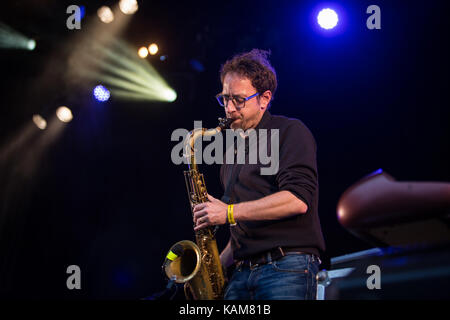 Destroyer, the Canadian indie rock band, performs a live concert at the Norwegian music festival Piknik i Parken 2016 in Oslo. Here singer and songwriter Dan Bejar is seen live on stage. Norway, 26/06 2016. Stock Photo