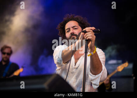 Destroyer, the Canadian indie rock band, performs a live concert at the Norwegian music festival Piknik i Parken 2016 in Oslo. Here singer and songwriter Dan Bejar is seen live on stage. Norway, 26/06 2016. Stock Photo