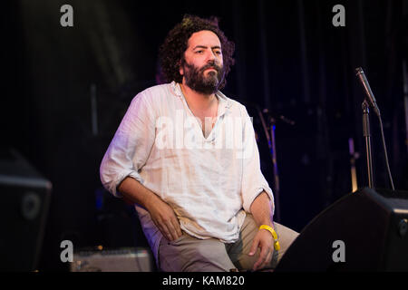 Destroyer, the Canadian indie rock band, performs a live concert at the Norwegian music festival Piknik i Parken 2016 in Oslo. Here singer and songwriter Dan Bejar is seen live on stage. Norway, 26/06 2016. Stock Photo