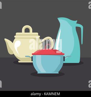 Jug teapot and pot Stock Vector