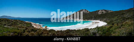Panorama of Little Beach landscape in Two Peoples Bay Reserve near Albany Stock Photo