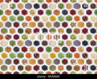 Seamless texture with spices and herbs over white background Stock Photo