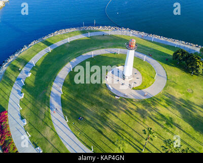 Beautiful aerial afternoon view around Rainbow Harbor, Long Beach, California, U.S.A. Stock Photo