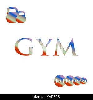 Powerlifting gym workout elements. Bodybuilding exercises equipment. Stock Vector