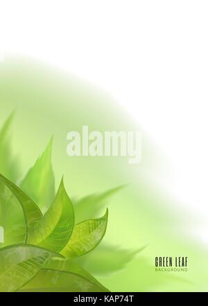 Vector abstract watercolor imitation background with leaves. Design template with place for your text. Can be used for web pages, identity style, printing, invitations, banners. Stock Vector