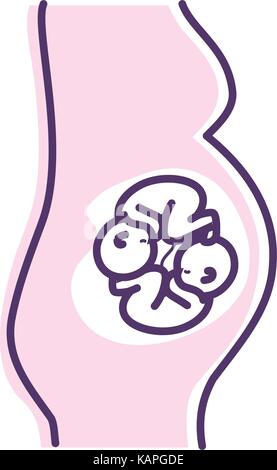 woman pregnant with nice twins babies Stock Vector