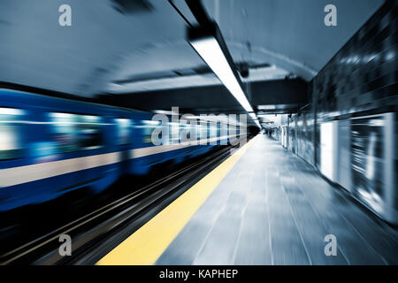 Inside view of Motion blurred underground Stock Photo