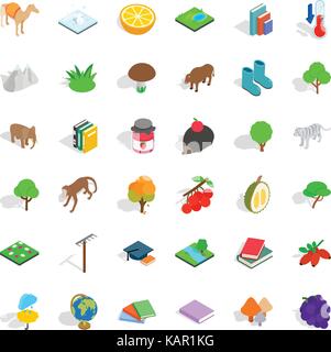 Biology icons set, isometric style Stock Vector