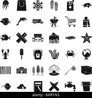Fish icons set, simle style Stock Vector