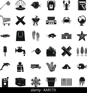 Basket icons set, simle style Stock Vector