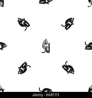 Macaque on a tree pattern seamless black Stock Vector
