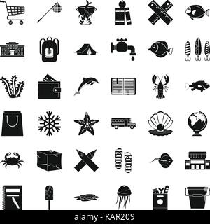 Outdoor icons set, simle style Stock Vector