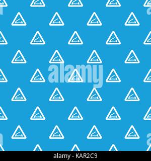 Lifting bridge warning sign pattern seamless blue Stock Vector