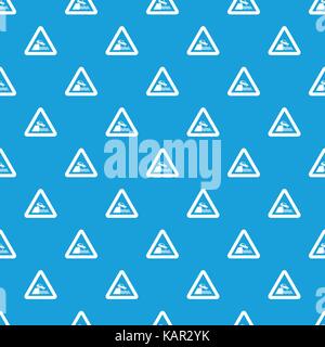 Riverbank traffic sign pattern seamless blue Stock Vector