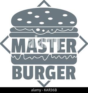 Master burger logo, simple gray style Stock Vector