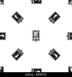 Zombie road sign pattern seamless black Stock Vector