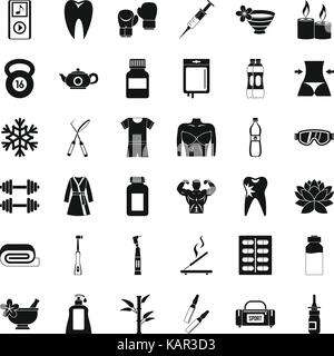 Fitbody icons set, simle style Stock Vector