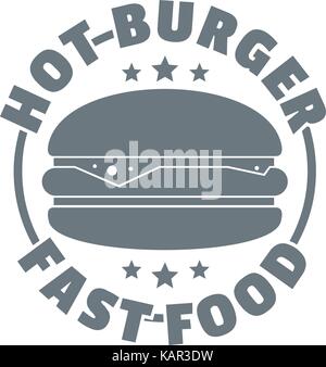 Meat burger logo, simple gray style Stock Vector