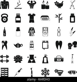 Fitness icons set, simle style Stock Vector