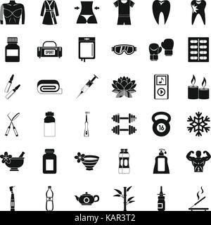 Cardio icons set, simle style Stock Vector