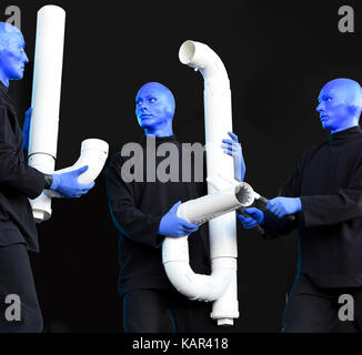 Blue Man Group performing on stage at the Life is Beautiful festival Stock Photo