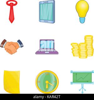 Graph icons set, cartoon style Stock Vector
