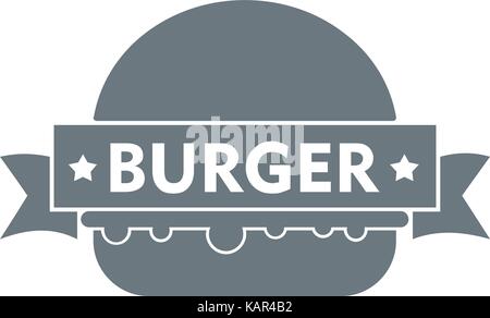 Emblem burger logo, simple gray style Stock Vector