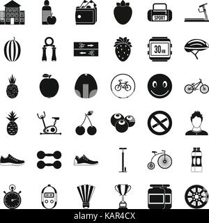 Dumpbell icons set, simle style Stock Vector