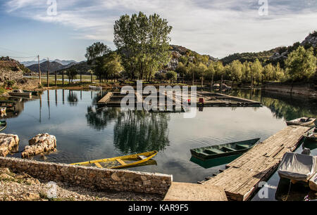 Village Karuc, Montenegro - Floating fish hatcheries in the Skadar Lake basin Stock Photo