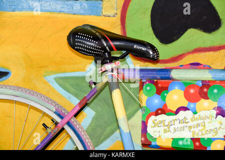 Colorful painted Bicycle at the Rainbow Village in Semerang, Indonesia Stock Photo