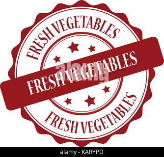 Fresh vegetables red stamp illustration Stock Vector