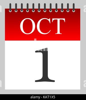 1 October - Daily Calendar- illustration - Vector Stock Vector